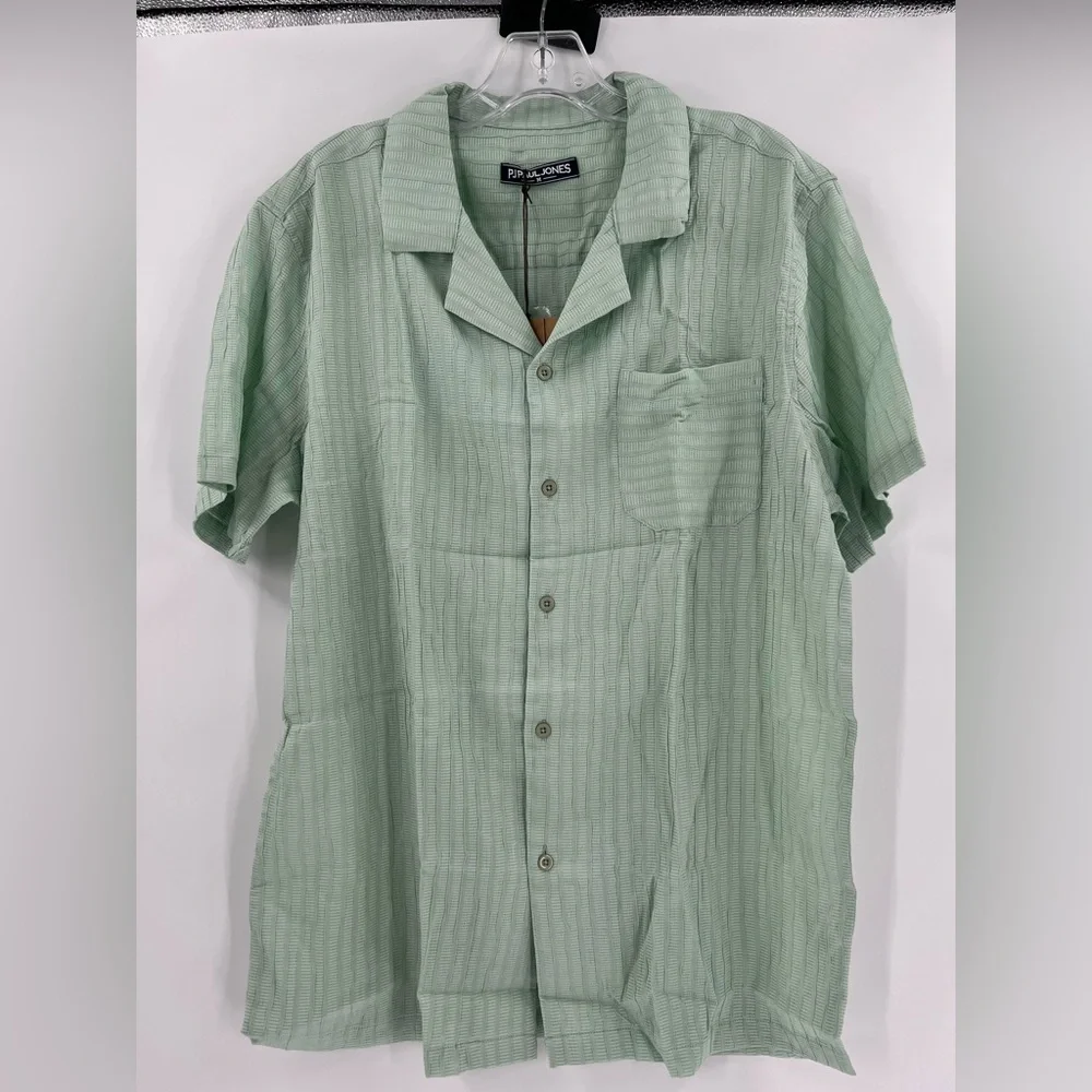 PJ PAUL JONES Mens Button Down Shirt Casual Short Sleeve Shirts medium